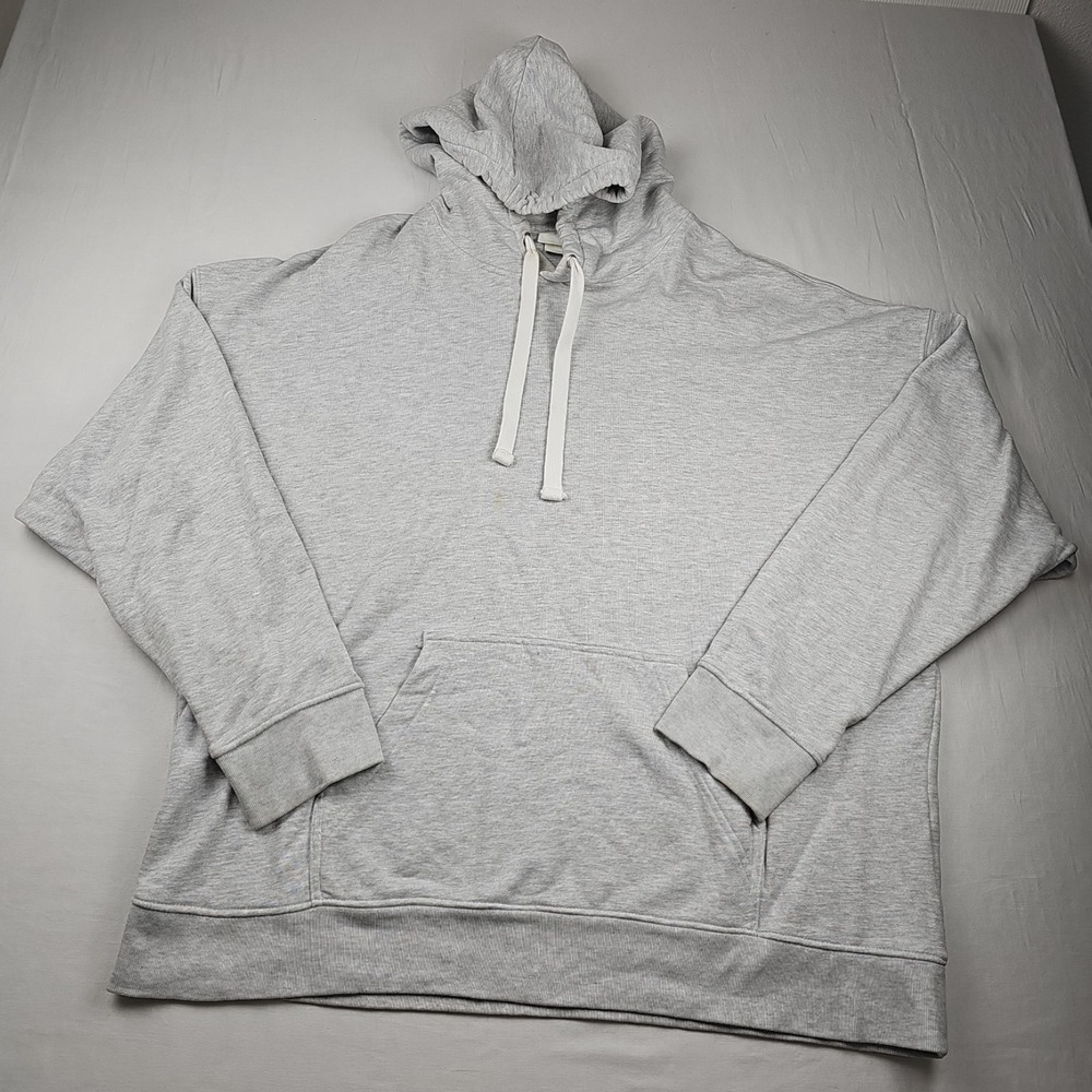 H&M Hoodie Mens XXL 2XL Gray Pullover Outdoor Basic Sweatshirt Cotton Blend Tops